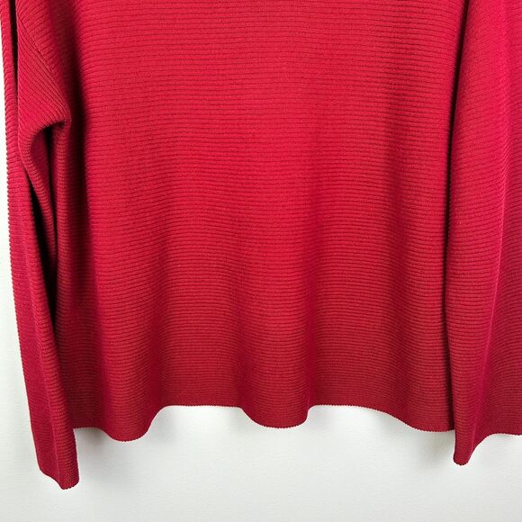 Eileen Fisher Organic Linen & Cotton Lightweight Woven Sweater Top Holiday Red M - Picture 3 of 11